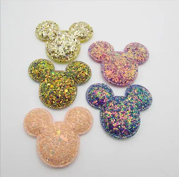 

20pcs/lot 5.5cm Glitter Cat Head Padded Applique for DIY Children headwear Accessories & 'Appliqued DIY Craft Decoration