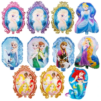 

1pc Cartoon Princess mermaid Foil Balloons Baby shower Girl Inflatable Helium Globos kids happy Birthday Party decorations balls