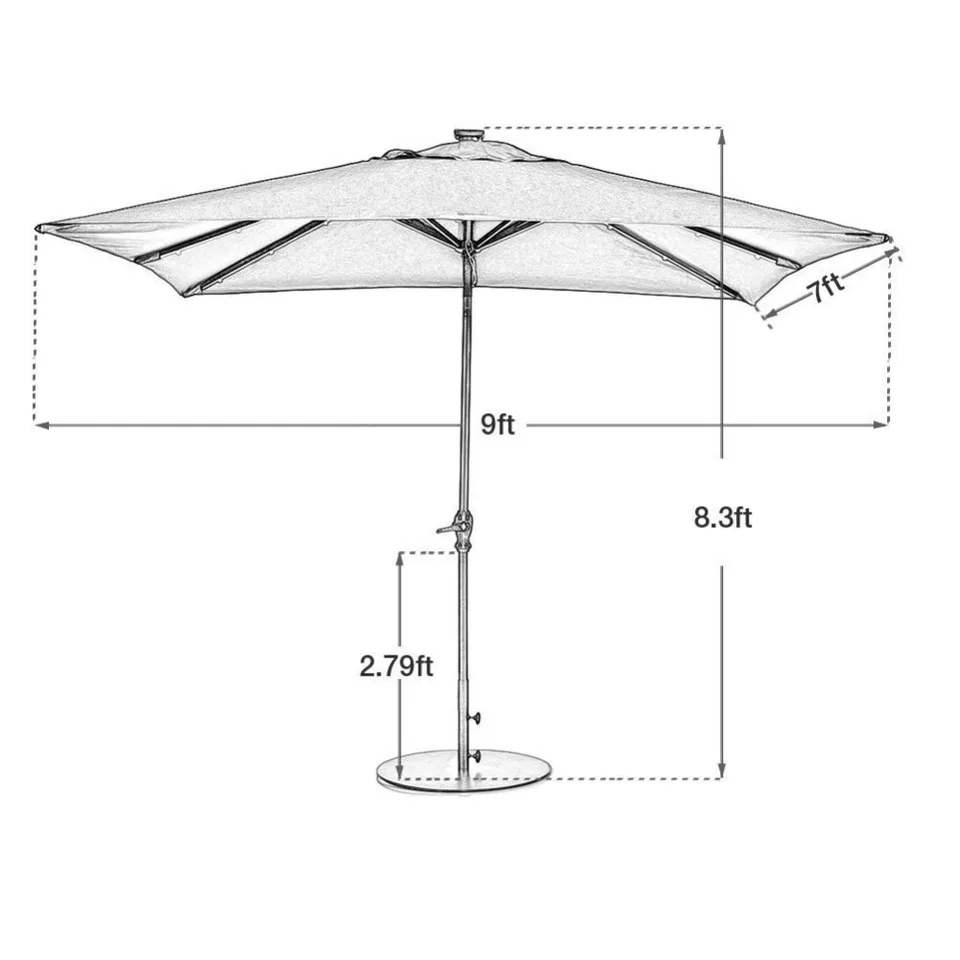 Abba Patio 7 By 9 Feet Rectangular Solar Powered Aluminum Umbrella With Tilt And 32 Solar Led Lights Dark Red Umbrella Patio Patio Umbrellapatio Umbrella Light Aliexpress