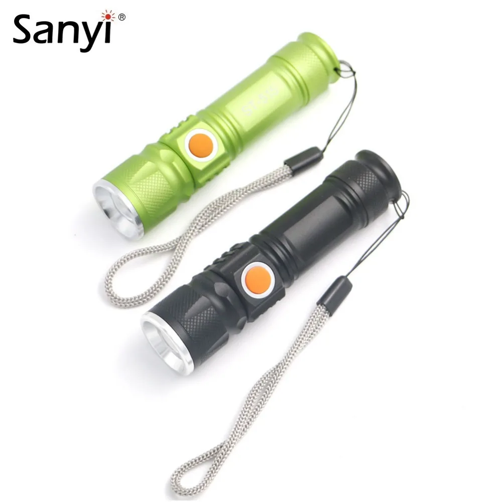 

Green/Black XM-L T6 3800LM Aluminum Waterproof Zoomable LED Flashlight Torch light For Built-in USB Rechargeable 18650 Battery