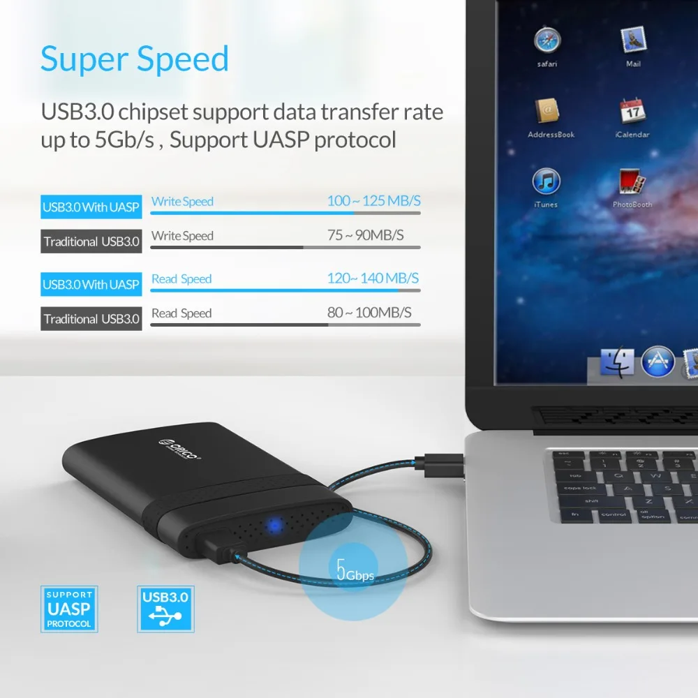 ORICO 2,5 дюймов HDD чехол USB3.0/type-C SSD корпус мобильный жесткий диск коробка USB3.0 ноутбук бесплатные инструменты HDD корпус для SSD/HDD