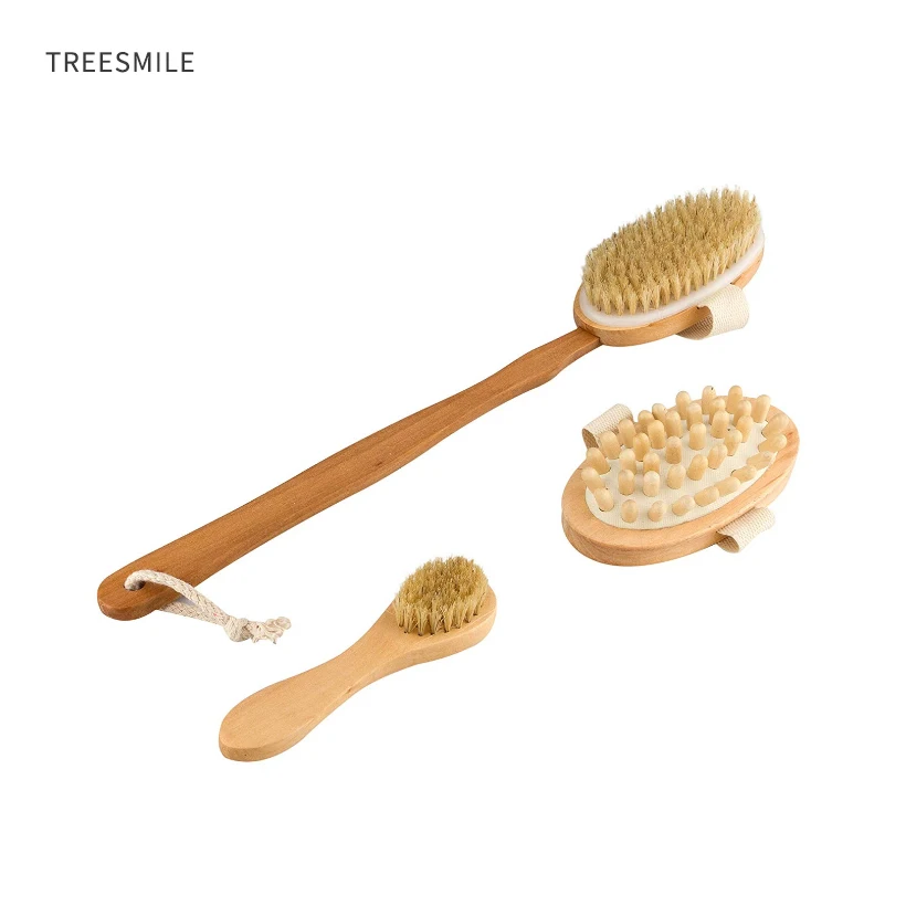 Щетка для сухой чистки тела TREESMILE щетка отшелушивания кожи в душе деревянный