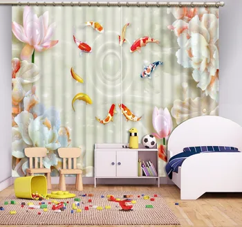 

3D Curtain Fashion Customized Jade Carving Peony Curtains For Bedroom New Custom 3D Beautiful Blackout Shade Window 3D Curtain