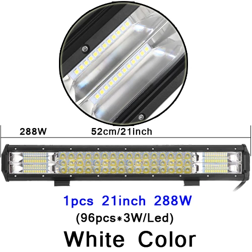 Высокая Мощность 7D 3-РЯД светодиодный светильник Бар Offroad Combo Луч 1" 18" 2" 23'' светодиодный светильник бар свет работы 4x4 грузовик автомобиля 12v 24V белый янтарь - Цвет: 20 inch 288W white