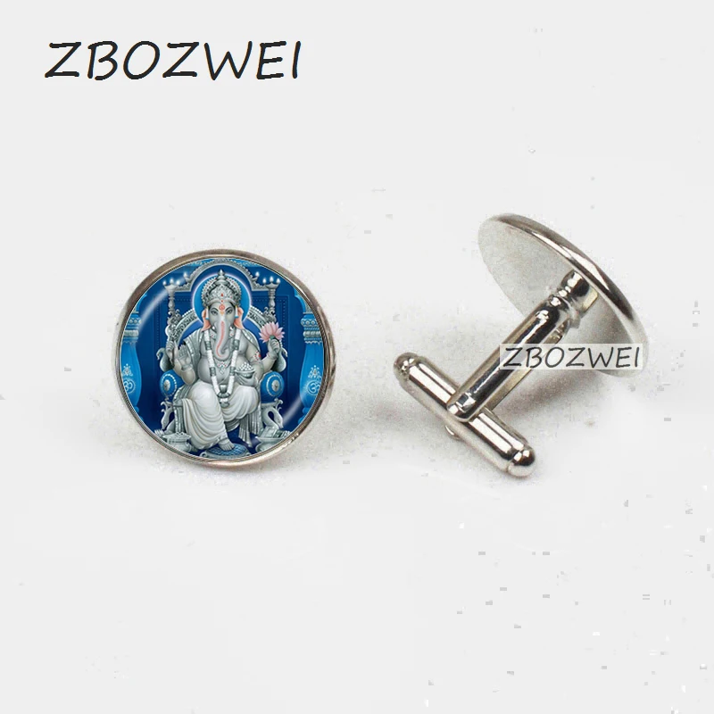 

ZBOZWEI 2018 Lord Ganesh Ganesha Cufflinks God of Fortune Hindu Elephant Cufflinks Buddha Meditation Spiritual Jewelry Cufflinks