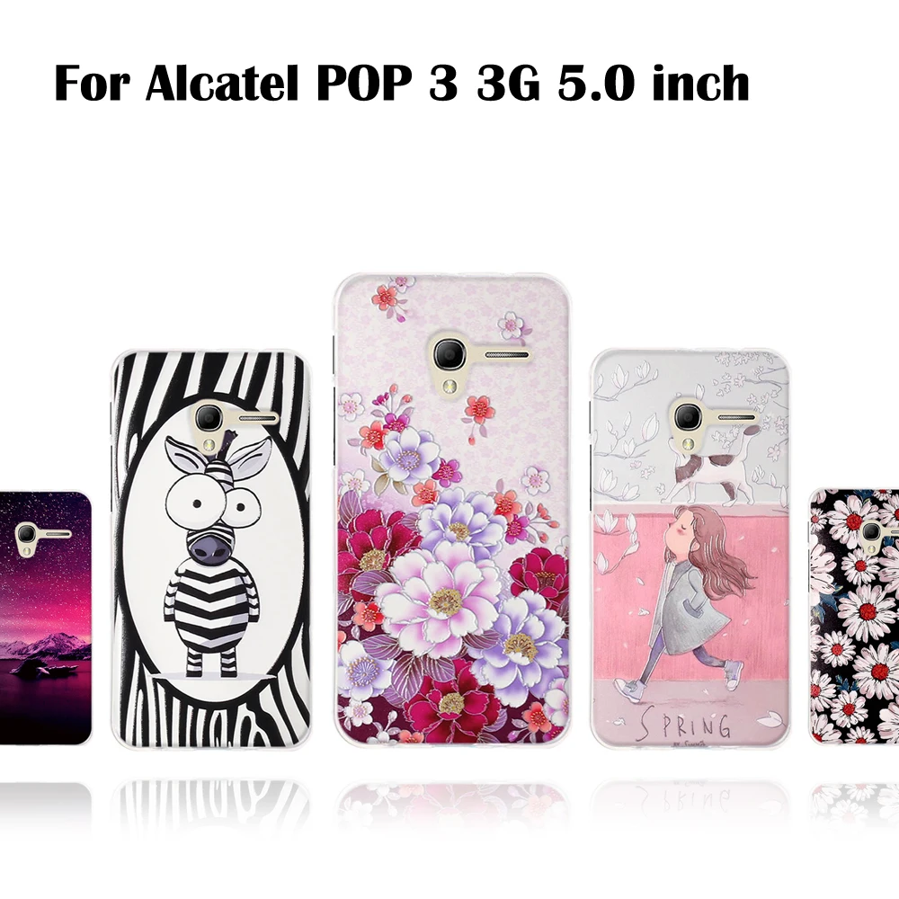 3D рельефный чехол для Alcatel POP 3 3g OT5065 5 0 дюймов Мягкий ТПУ печать обложек милый