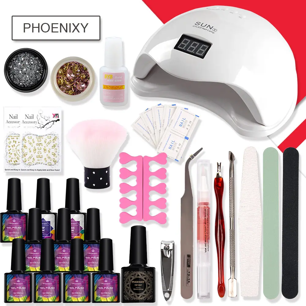 Маникюрный набор для ногтей 36 Вт/48 Вт УФ-лампа для ногтей Гель-лак набор матовое верхнее покрытие отмачиваемый гель лак для ногтей, маникюр инструмент для маникюра