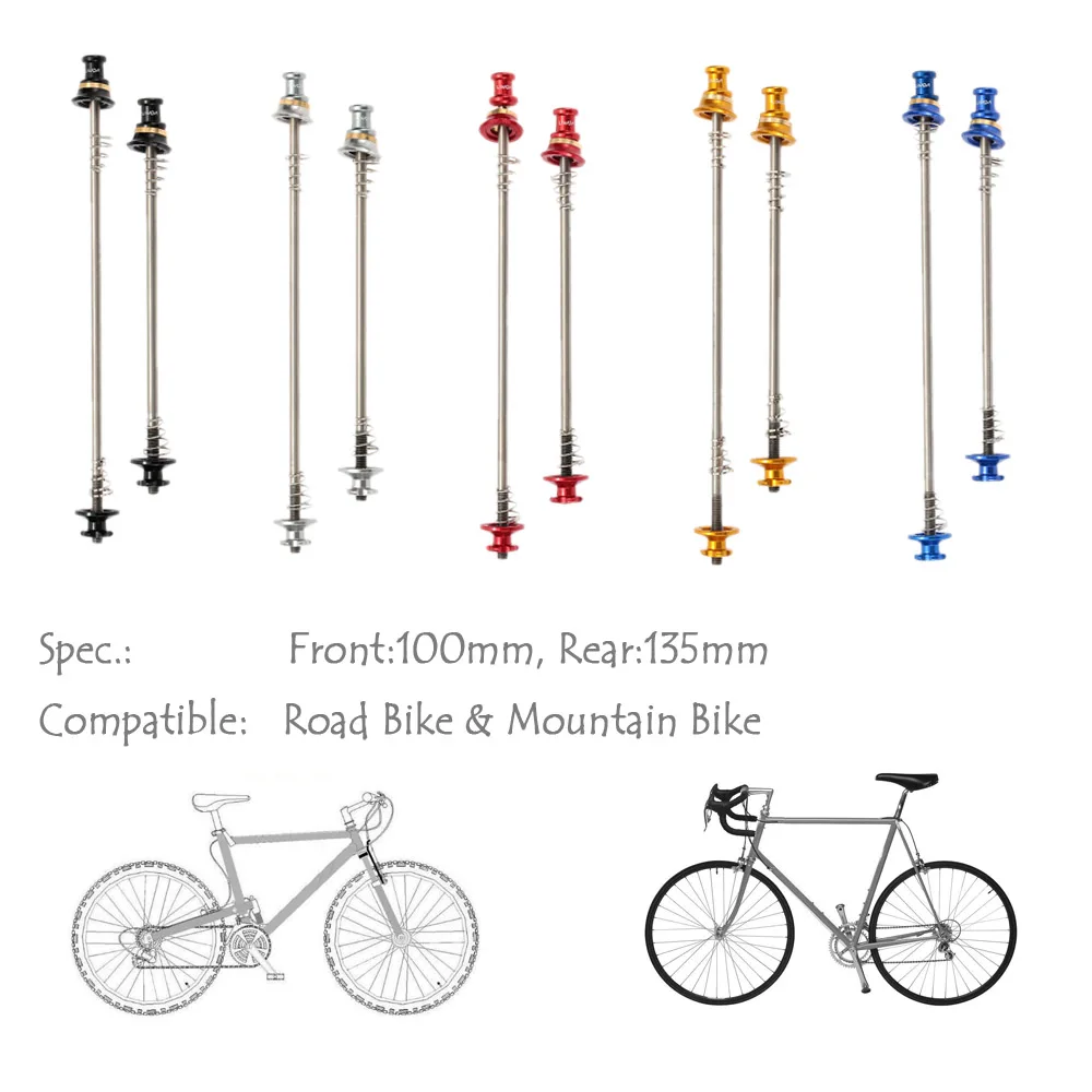 Lixada 2Pcs Ultralight Bicycle Skewers Quick Release Titanium Axle QR Skewer Mountain Road Bicycle Cycling MTB Wheel Hub Skewers