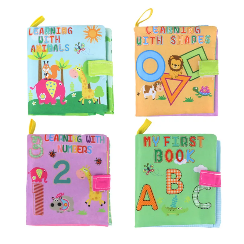 4 Style Educational font b Baby b font Toys Soft Cloth Book Early Development Crinkle Books
