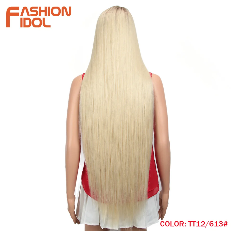 Мода IDOL 38 дюймов прямые Длинные Синтетические парики для черных женщин высокотемпературные волосы Омбре 613 красные парики для косплея синтетические волосы - Цвет: TT12-613