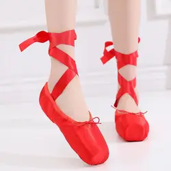2019 балетные туфли для женщин, для девочек, профессиональные Балетные кроссовки, бандажные балетные туфли, атласные танцевальные туфли с