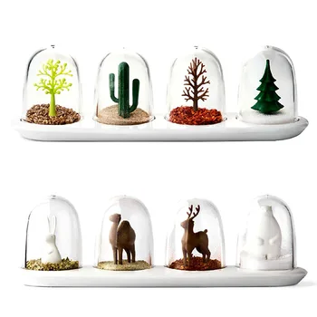 

Four Seasons Plant Spice Jar 4 pcs/set Animals Seasoning Bottle Salt Su