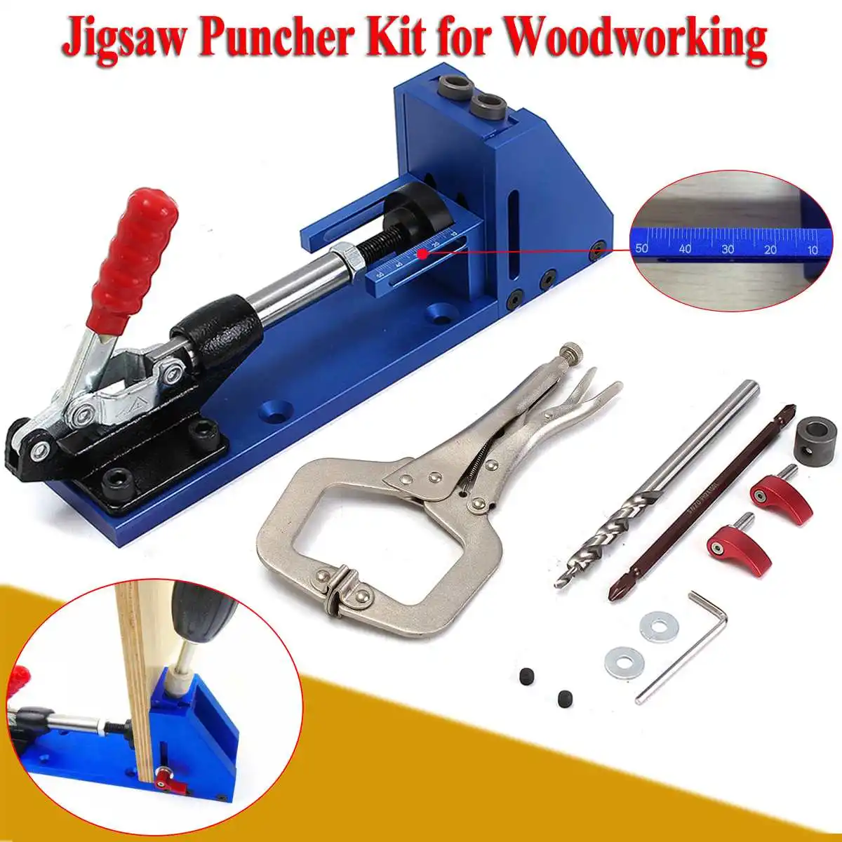 

Woodworking Guide Carpenter Kit System Inclined Hole Drill Tools Clamp Base Drill Bit System Hole Jig Kit Hole Clothes Jacket