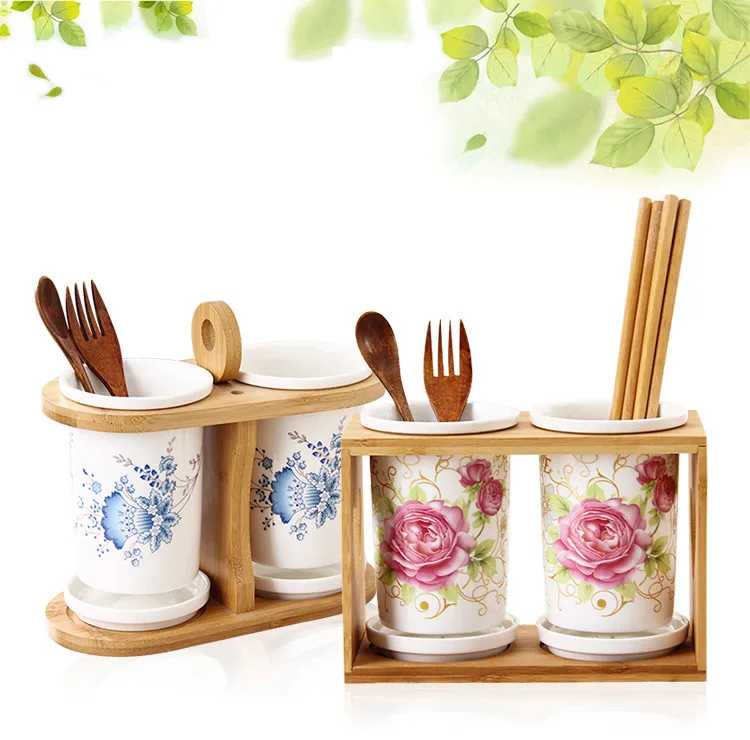 

Ceramics chopsticks tube Wooden tableware storage rack drain rack shovel spoon bucket knife fork storage Box Kitchen utensils