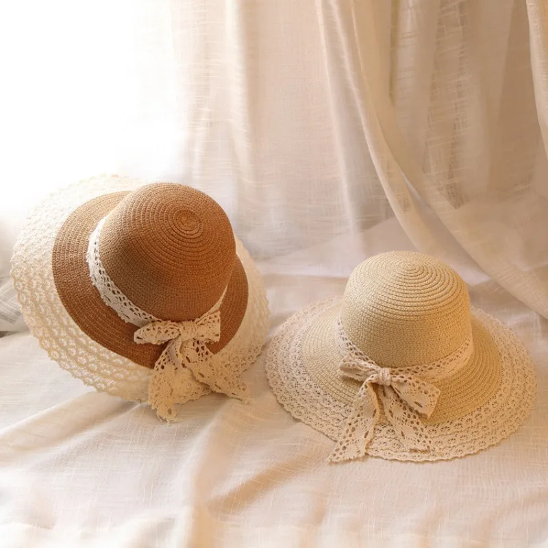 Шляпа Милая Кружевная Sombrero Mujer с бантом универсальная соломенная шляпа пляжная дорожная Солнцезащитная однотонная Повседневная шляпа от солнца