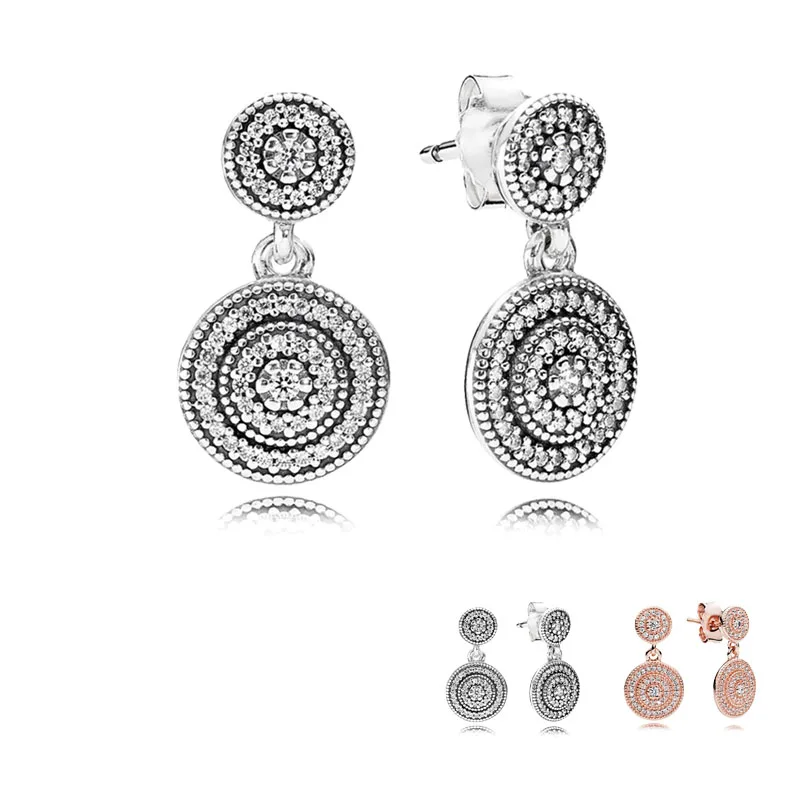 

100% Authentic 925 Sterling Silver Pans Earrings For Women Radiant Elegance Hanging Earring Rose Gold DIY Europe Jewelry Gift