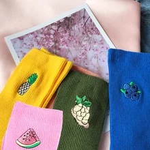 4 пар/компл. мультфильм с вышитыми фруктами; короткие узорчатые Симпатичные носки Для женщин Цветной забавные хлопковые носки Harajuku Для мужчин унисекс Hipster хлопковые носки