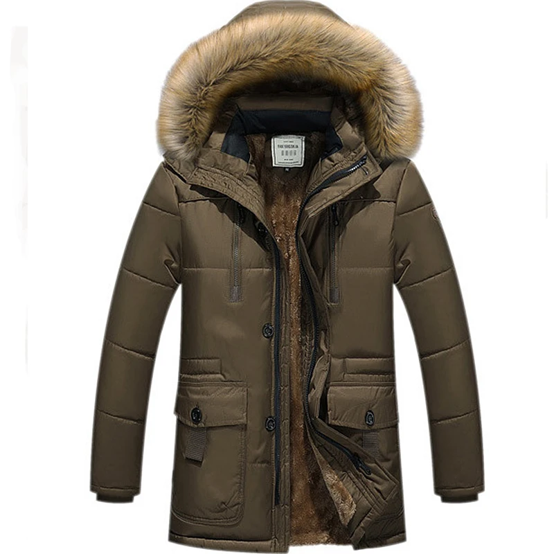 

2018 Fashion Winter jackets mens plus size plus cotton wool liner warm parka in the long coats solid color casual loose jackets