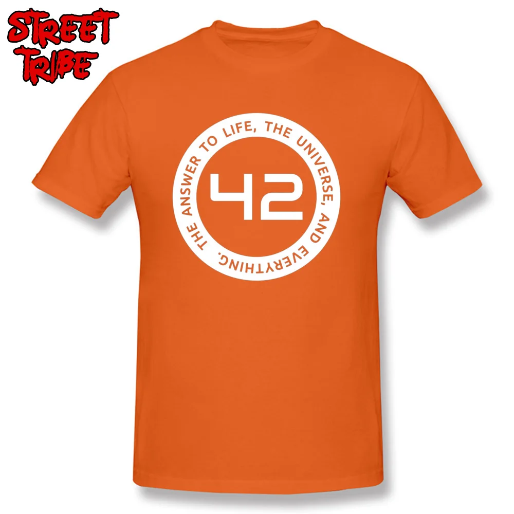  Men's T Shirts Birthday Print Tops Shirts Pure Cotton O Neck Short Sleeve Camisa T Shirt Summer/Fall Free Shipping 42 - The Ultimate Answer -477 orange