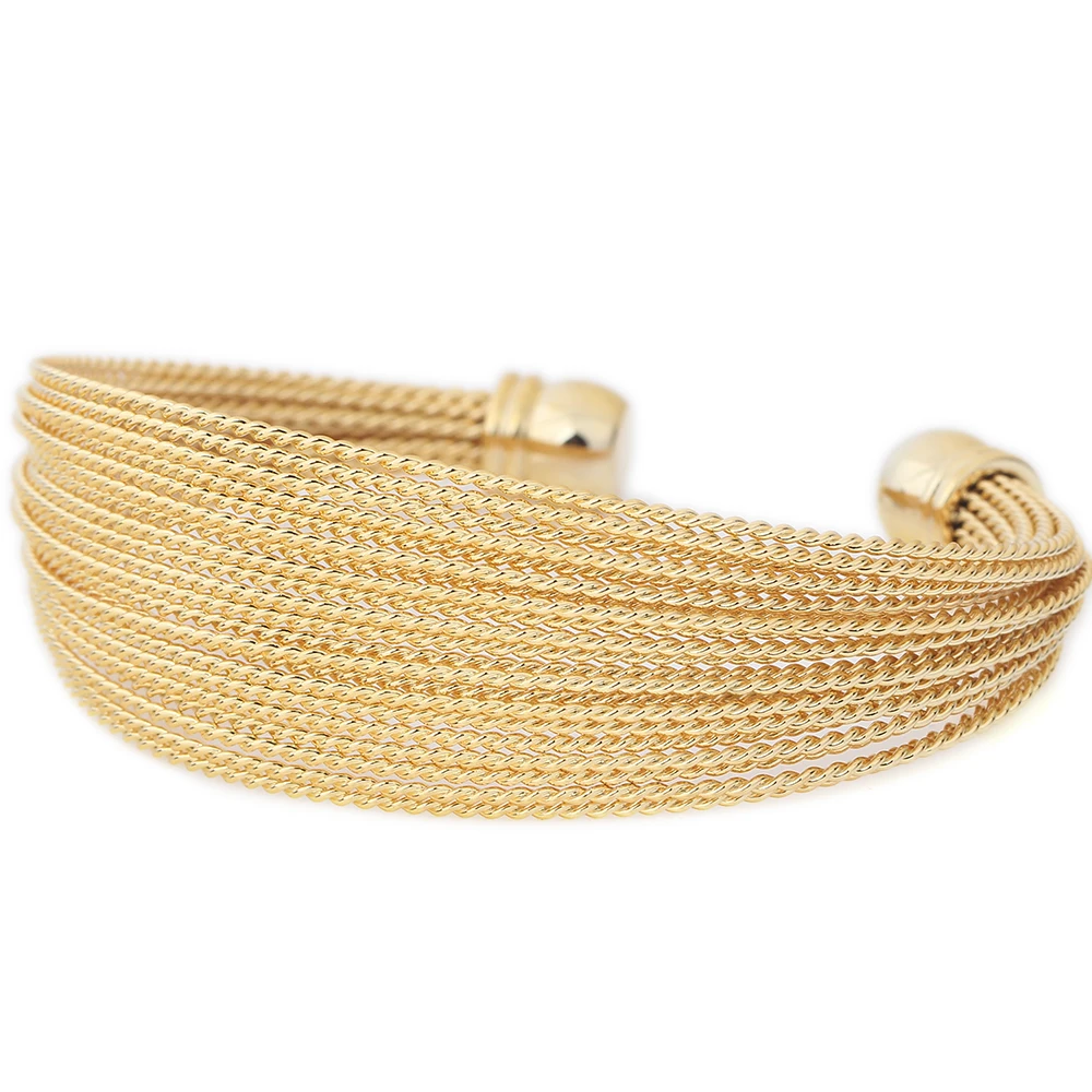 Never Fade Stainless Steel Twisted Wire Bracelets Bangles Gold / Rose Color Women's Fashion Jewelry
