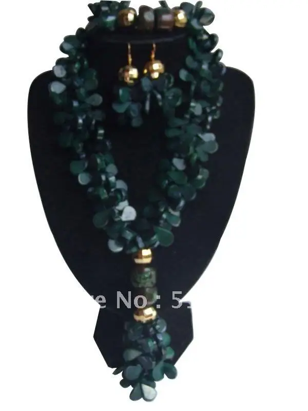 Зеленый африканский дизайн коралловый браслет из ожерелья и бисера и серьги набор для вендинга или вечерние
