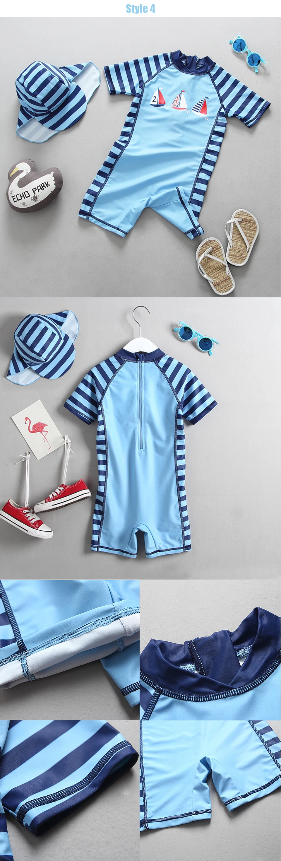 Roupa de Banho Peça com Chapéu Fatos de Banho do Bebê Terno de Natação Meninos Crianças Maiô Menino Dinossauro Impressão Upf50 uv Sun Block Uma 13 High Quality Mamãe e Bebê