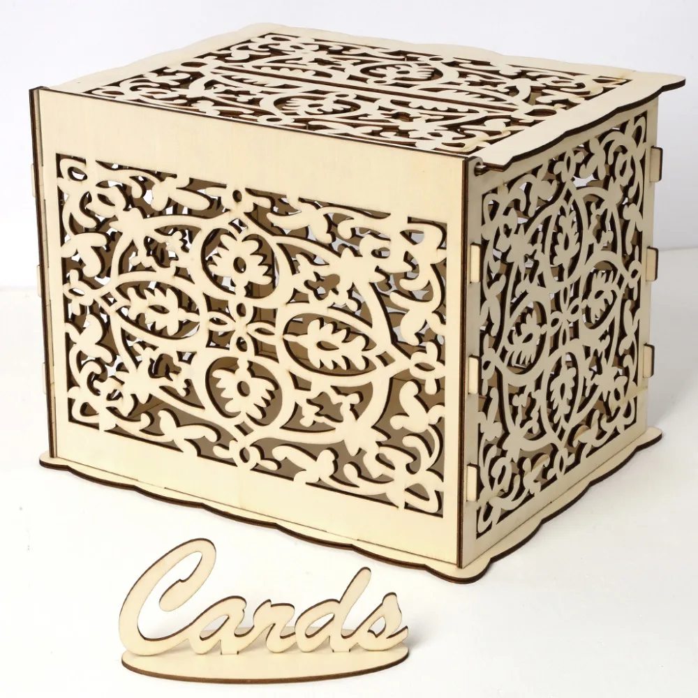 DIY свадебный подарок деревянный карты денежный ящик чехол с замком в деревенском стиле красивые вечере украшение рожд