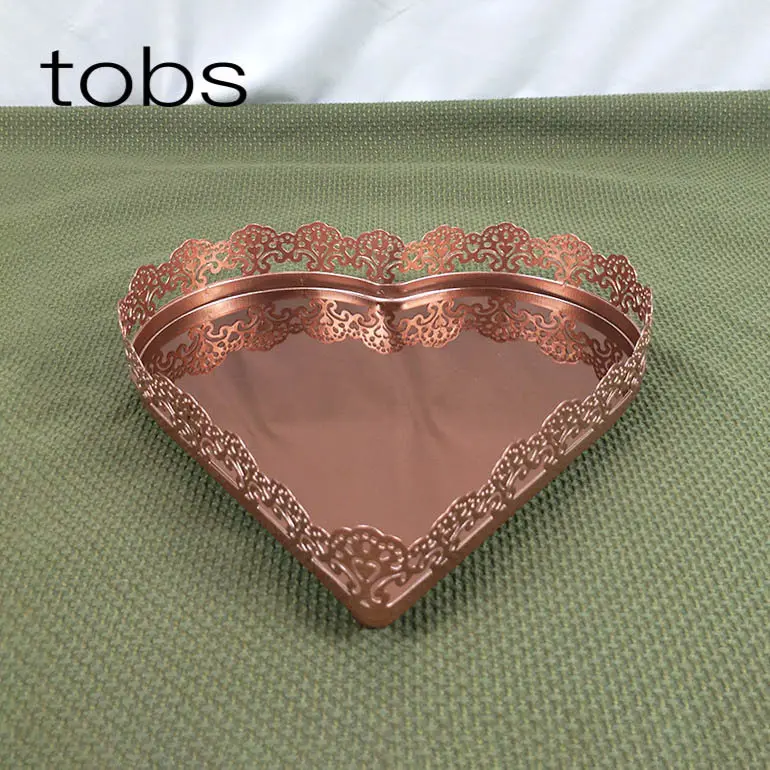1-7 шт. Десертный лоток из розового золота дисплей для кексов для домашнего свадебного украшения на день рождения кристалл зеркало торт стенд - Цвет: heart tray