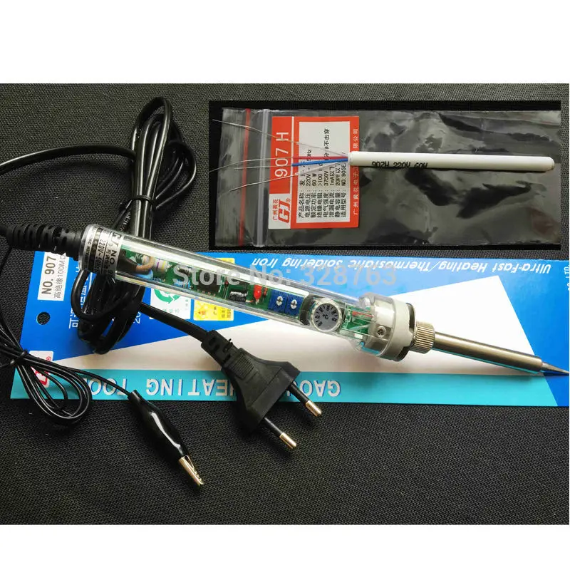 

EU Plug 907 Adjustable Constant Temperature Lead-free Internal Electric Soldering Iron TIP 220V/60W ceramic heater Freeshipping