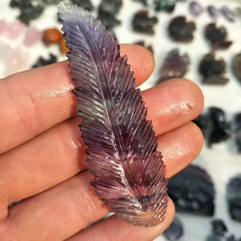 

Beautiful natural colored fluorite sculpted leaves heal