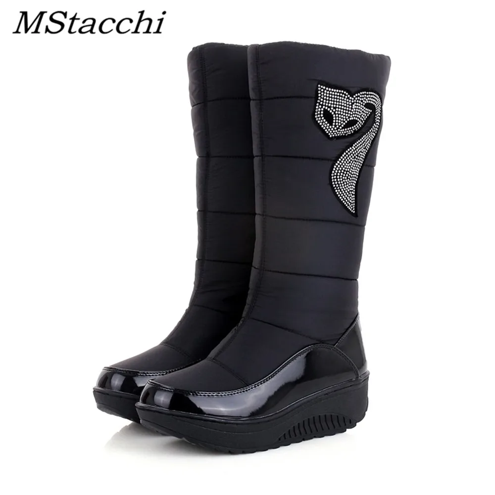 

MStacchi Snow Boots For Women Shoes Platform Patent Leather High Quality Tassel Footwear Cotton Mid Calf Winter Boots Size 35-44