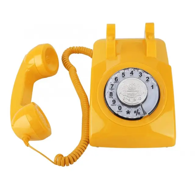 Simple & Classic Cordless Phone Retro Rotary Dial Telephone Vintage