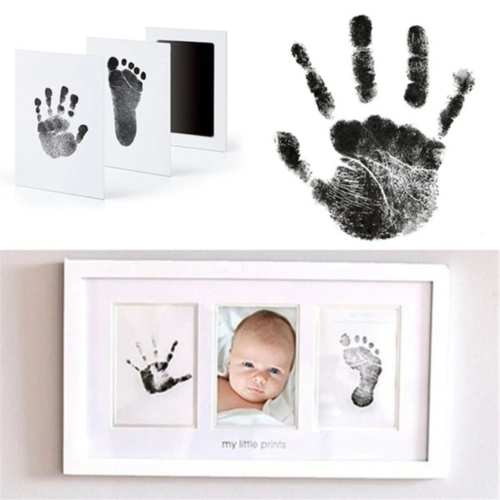 Baby Newborn Handprint Footprint Photo Frame Kit Non-Toxic Clean Touch Ink Pad