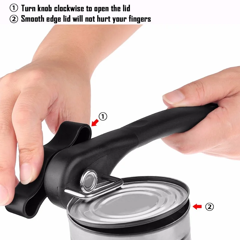 Professional Manual Side Cut Jar Tin Opener Stainless Steel Can Opener Smooth Edge Bottle Opener Easy Turn Knob Kitchen Gadgets 1
