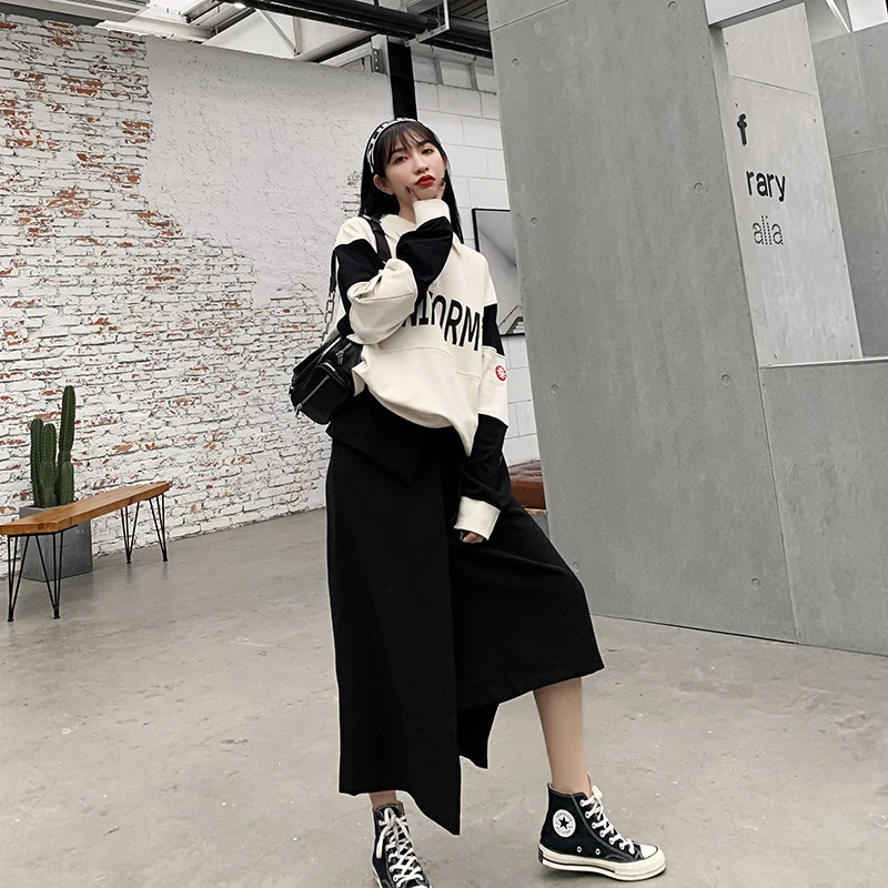 Mujer Casual Vendaje Alta Moda Asimetría Negro Irregular Faldas Falda Getsring De Cintura 2019 Las Black Mujeres Nueva dF4dZA