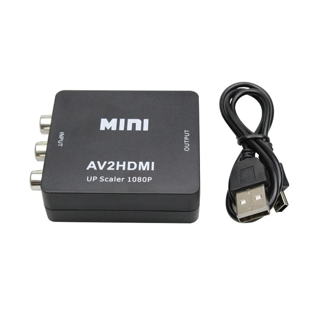 Композитный AV CVBS 3RCA преобразователь видеосигнала HDMI 1080 p Upscaler с адаптером питания HDMI К AV преобразователь сигнала для NTSC PAL tv