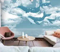 Северное голубое небо Кит Рыба настенная фотообои для гостиной ТВ диван фон настенная бумага домашний Декор 3d настенные фрески