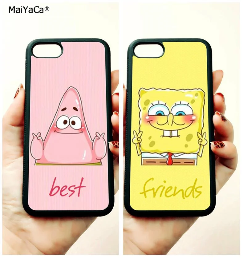 

BFF cute cartoon geBoB and patrick soft edge phone cases for apple iPhone x 5s SE 6 6s plus 7 7plus 8 8plus XR XS MAX case