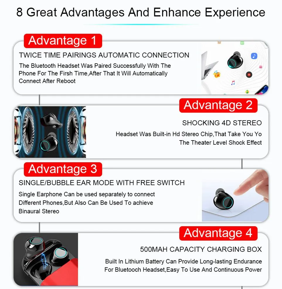 Wireless Headphones Bluetooth Earphone TWS Earbuds 5.0 Stereo with Mic Sports Headset for Xiaomi Headphone Blutooth Earphones (4)
