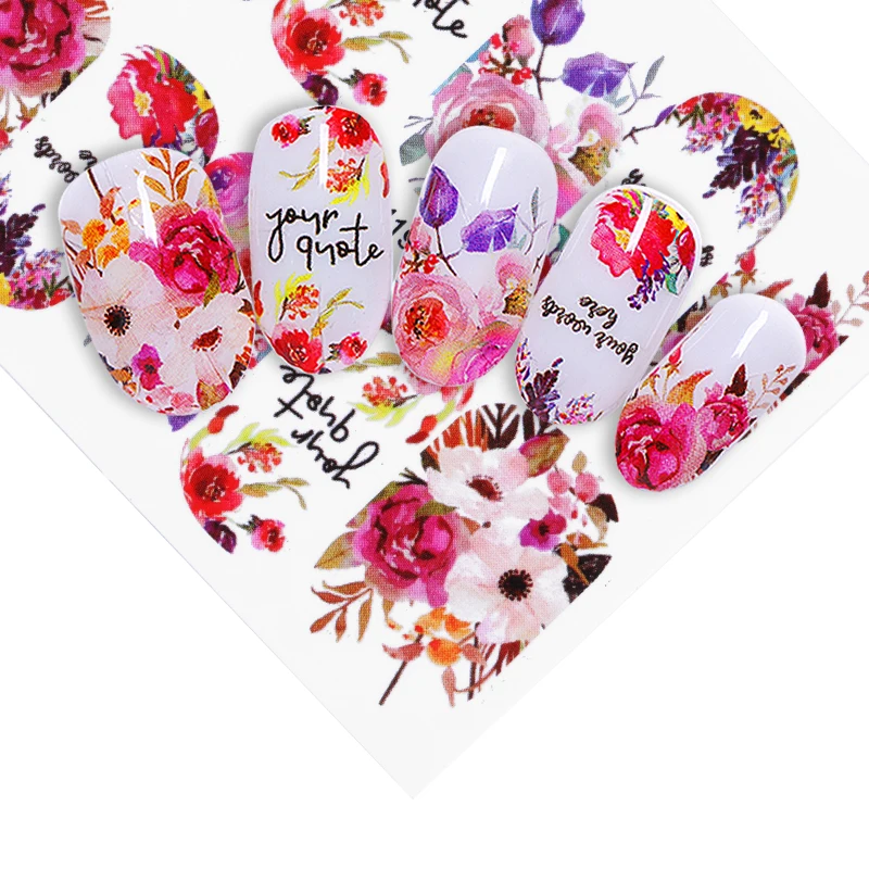 

Blossom Flower Nail Art Transfer Stickers Floral Animal Pattern Self Adhesive Tips Water Decals Sliders Manicure DIY Decoration