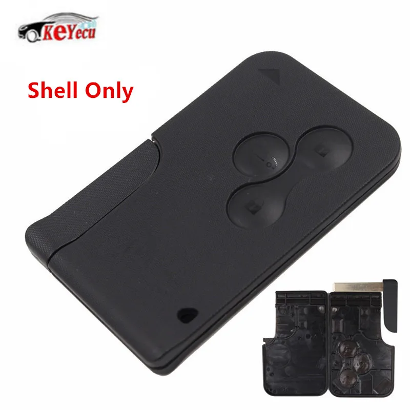 

KEYECU New Replacement 3 Button Smart Remote Key Shell Case for Renault Clio Logan Megane 2 3 Koleos Scenic Card Case Black