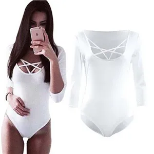 Summer-Style-Shorts-Female-Rompers-Sexy-Bodycon-Deep-v-Neck-Backless-Laced-Up-Swimwear-Triangle-Hollow