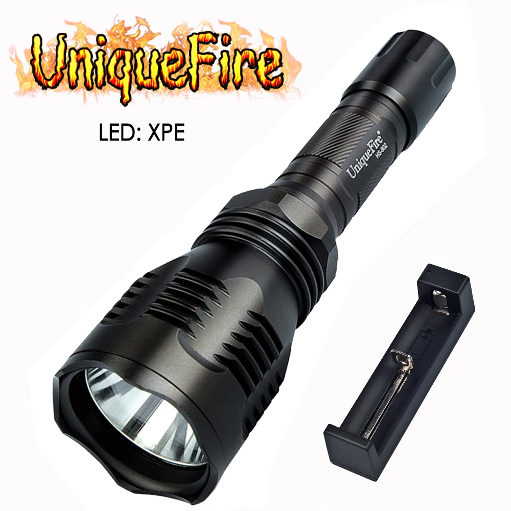

UniqueFire Portable Led Flashlight HS-802-XPE Single File 250LM Powerful Lamp Torch, Aluminum Alloy Lantern+18650 Charger