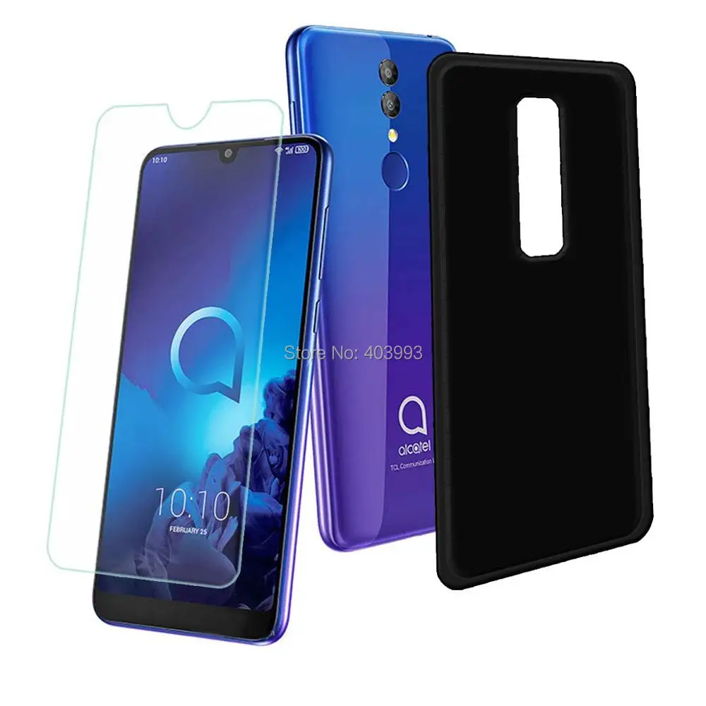 

For Alcatel 3 2019 Case Glass For Alcatel 3L 2019 Luxury Soft TPU Phone Case With Tempered glass For Alcatel 3 (2019) 5053