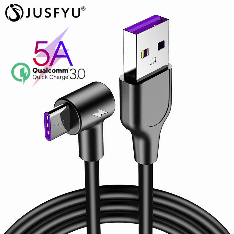 

5A Type C Cable 90 Deg Super Fast Charging USB C Micro USB Quick Charging Cable For iPhone Samsung Xiaomi Huawei Mate 20 P10 P20