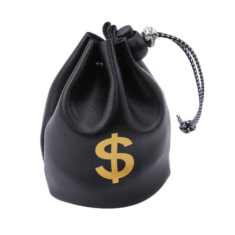 

1Pc Dollar GBP Sterling EUR Euro Symbol Printed Black Small PU Key Pouch Wallet Drawstring Bag Coin Purse for Women Girls