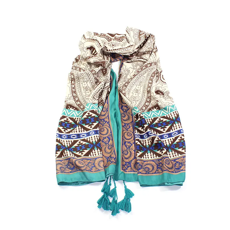 Богемский индийский шарф Пейсли, Женский этнический пастельный принт, зимние шарфы, шаль, покрывало в богемном стиле, парео, пляжные саронги, хиппи, цыганский