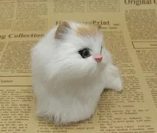 small cute simulation white cat toy polytene & fur yellow head cat toy gift about 11x8cm