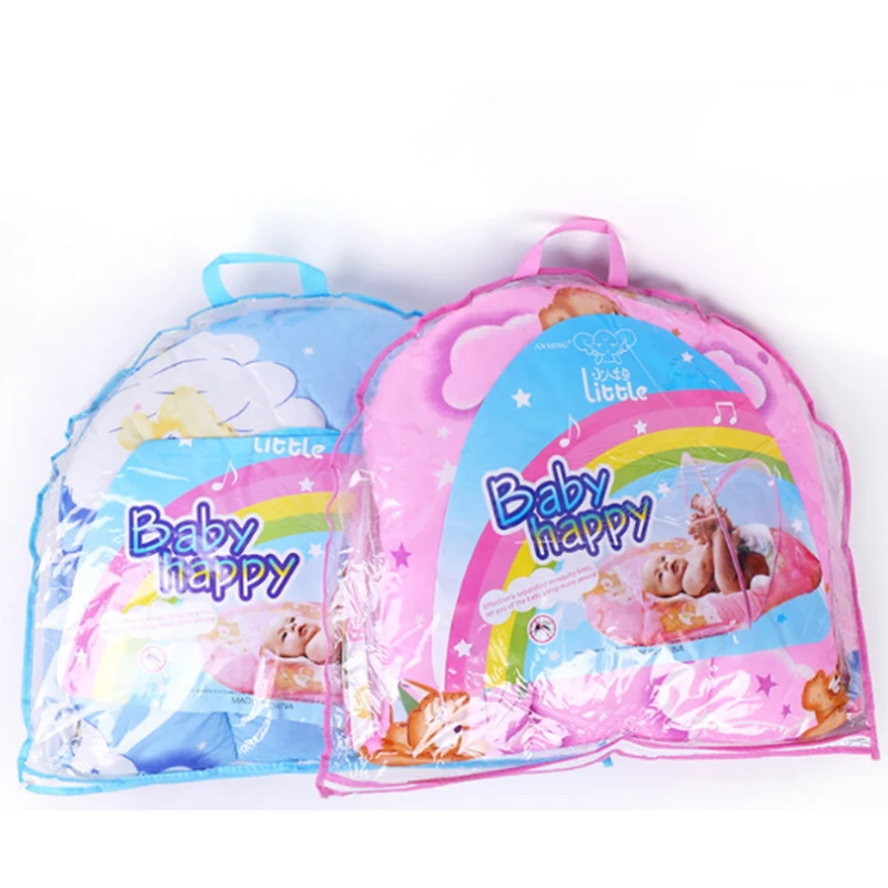 HAOBABY. Baby Crib Netting Portable Foldable Baby Bed Mosquito Net Pink Blue Baby Cartoon Foldable Crib Tent Cushion Mattress
