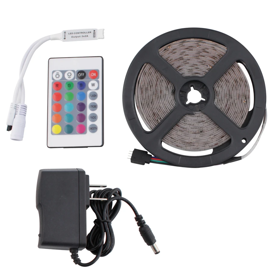12V LED Strip Set 2835 60leds/m 5M Not Waterproof LED Strip Set RGB Lights  Controller 12V1A EU USCharger Flexible TV Backlight|LED Strips| - AliExpress